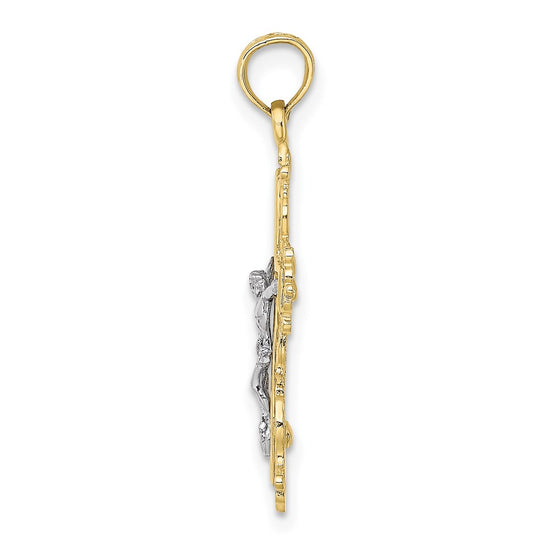 Gold Fluer de lis Crucifix Pendants