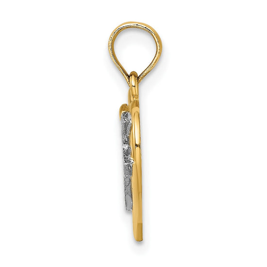 Gold Rhodium Cross in Heart Charm