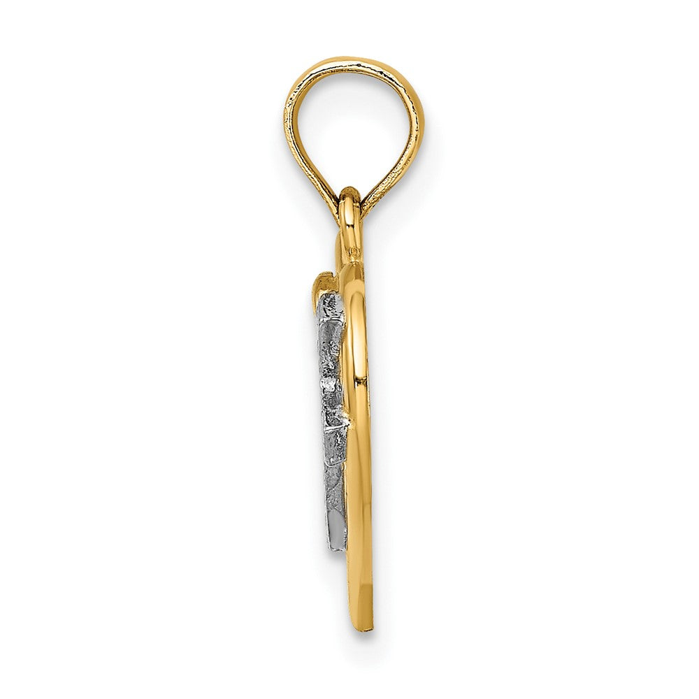 Gold Rhodium Cross in Heart Charm