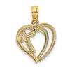 Gold Rhodium Cross in Heart Charm