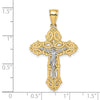10K Two-tone Crucifix W/ Scrolled Tips Charm
