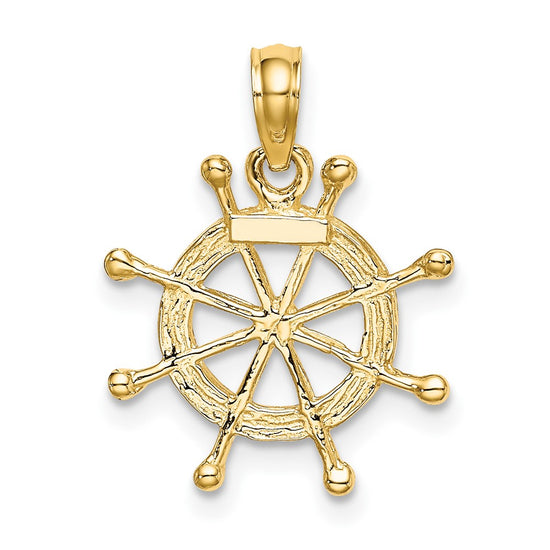 Gold Polished Ship Wheel Pendants