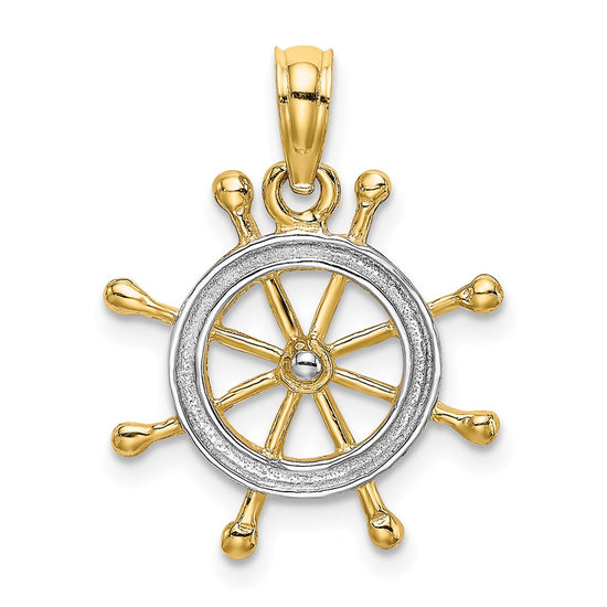 Gold Polished Ship Wheel Pendants