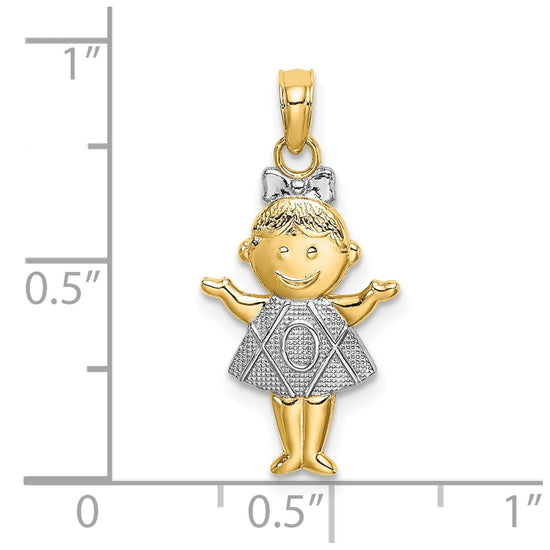 Gold with Rhodium Girl Charm