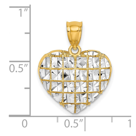 10K W/ Rhodium D/C Heart Charm