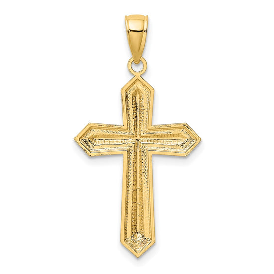 10K w/ Rhodium D/C Cross Pendant