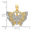 10k w/Rhodium Butterfly w/White Edge and Cut-out Wings