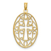 10K w/Rhodium Beaded Filigree Cross Charm