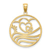 10k w/Rhodium Sun, Hearts ,Water Circle Charm