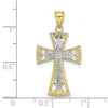 10K Two-tone 2-D and Diamond-cut Beaded Filigree Cross Charm