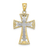 10K Two-tone 2-D and Diamond-cut Beaded Filigree Cross Charm