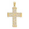 10K W/ Rhodium D/C and Cut-Out Cross Charm