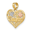 10K Two-tone w/White Rhodium #1 DAUGHTER In Heart Charm