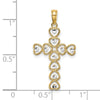 10K and White Rhodium Hearts Cross Pendant