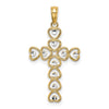 10K and White Rhodium Hearts Cross Pendant