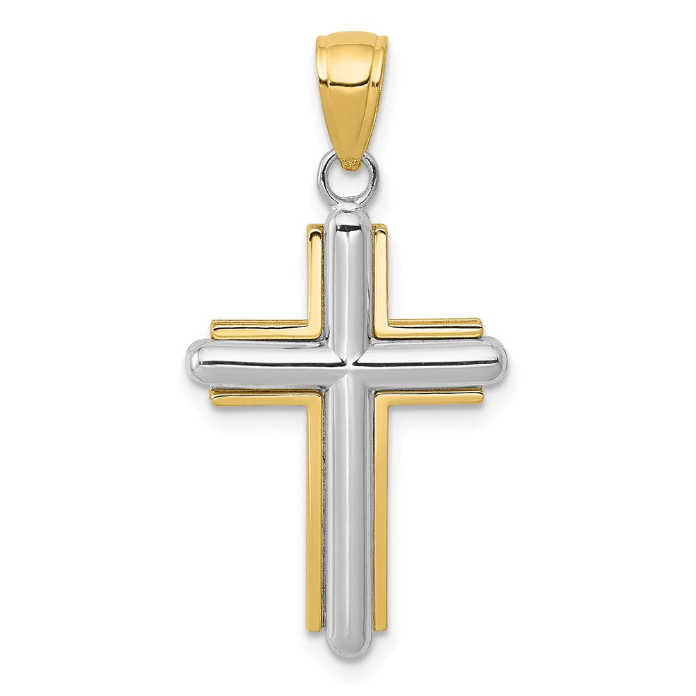 Gold Beveled Cross Pendant