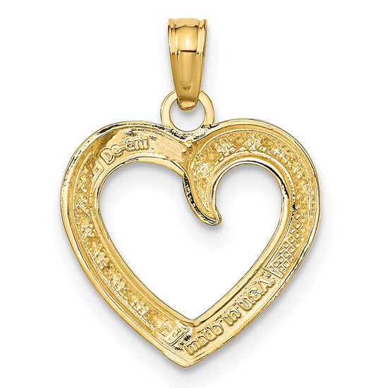 Gold and Rhodium Textured Heart Pendant