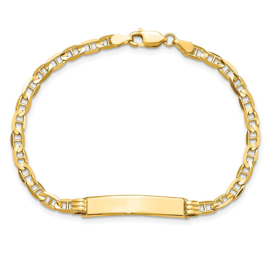 10k Polished Solid Chain/Solid Plate Anchor Link 25x5mm Plate 7 inch ID Bracelet