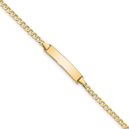 10k Polished Solid Chain/Solid Plate Flat Curb Link 22x5mm Plate 7 inch ID Bracelet