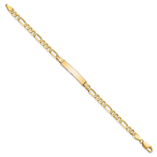 10k Polished Solid Chain/Solid Plate Flat Figaro Link 27x5mm Plate 7 inch ID Bracelet