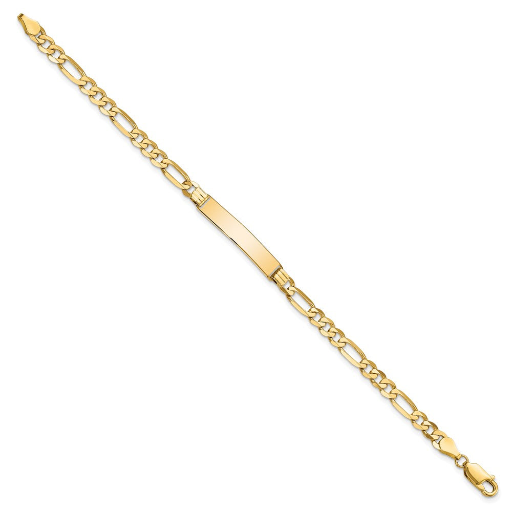 10k Polished Solid Chain/Solid Plate Flat Figaro Link 27x5mm Plate 7 inch ID Bracelet