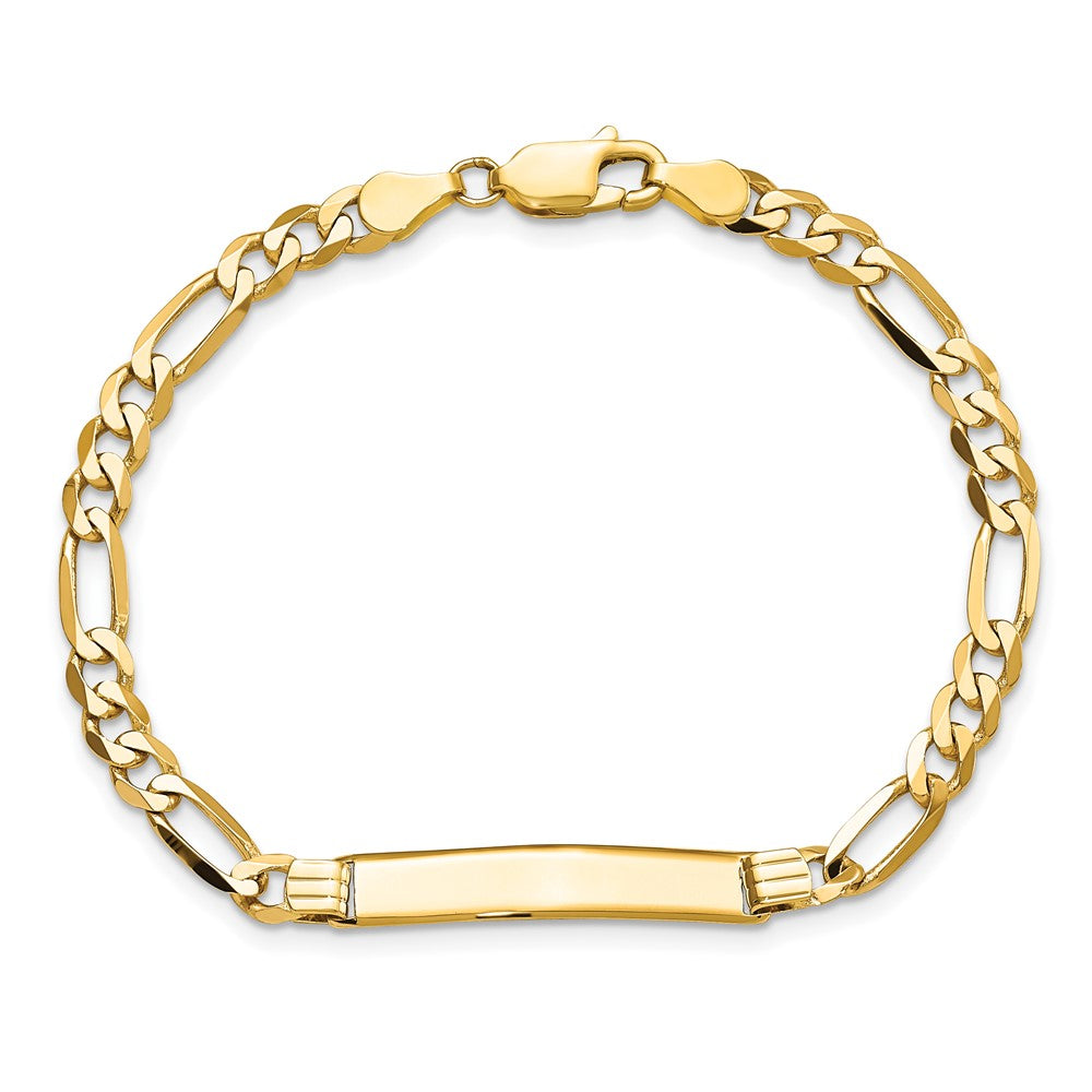 10k Polished Solid Chain/Solid Plate Flat Figaro Link 27x5mm Plate 7 inch ID Bracelet