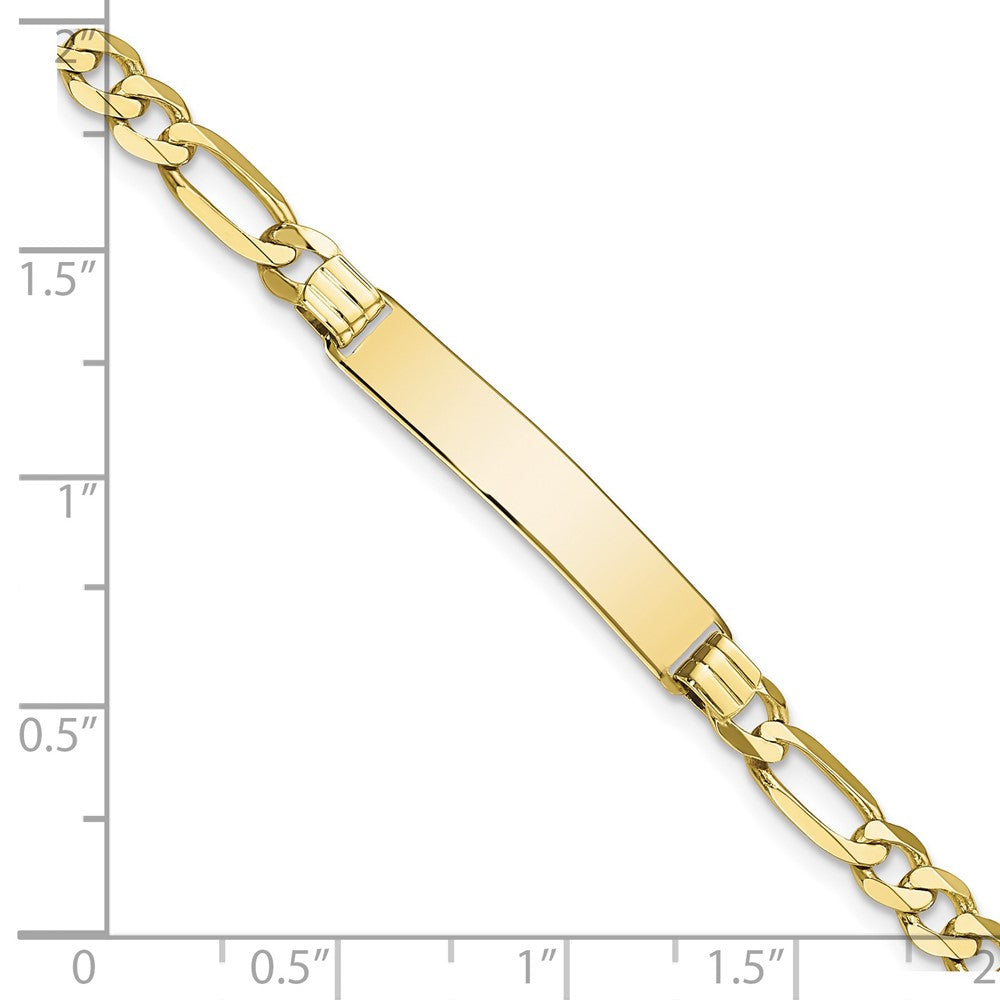 10k Polished Solid Chain/Solid Plate Flat Figaro Link 27x5mm Plate 7 inch ID Bracelet
