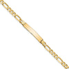 10k Polished Solid Chain/Solid Plate Flat Figaro Link 27x5mm Plate 7 inch ID Bracelet