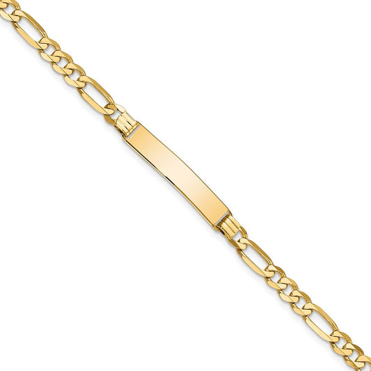 10k Polished Solid Chain/Solid Plate Flat Figaro Link 27x5mm Plate 7 inch ID Bracelet