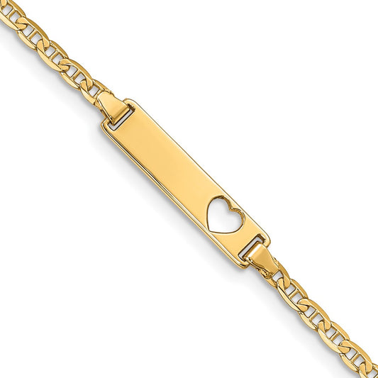 Cut-out Heart Anchor Link ID Bracelets