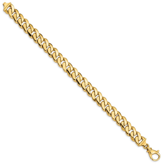 10k 10.75mm Hand-Polished Fancy Curb Link 9 inch Bracelet