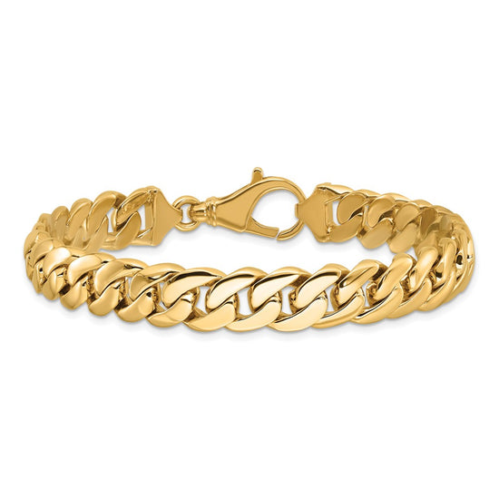 10k 10.75mm Hand-Polished Fancy Curb Link 9 inch Bracelet