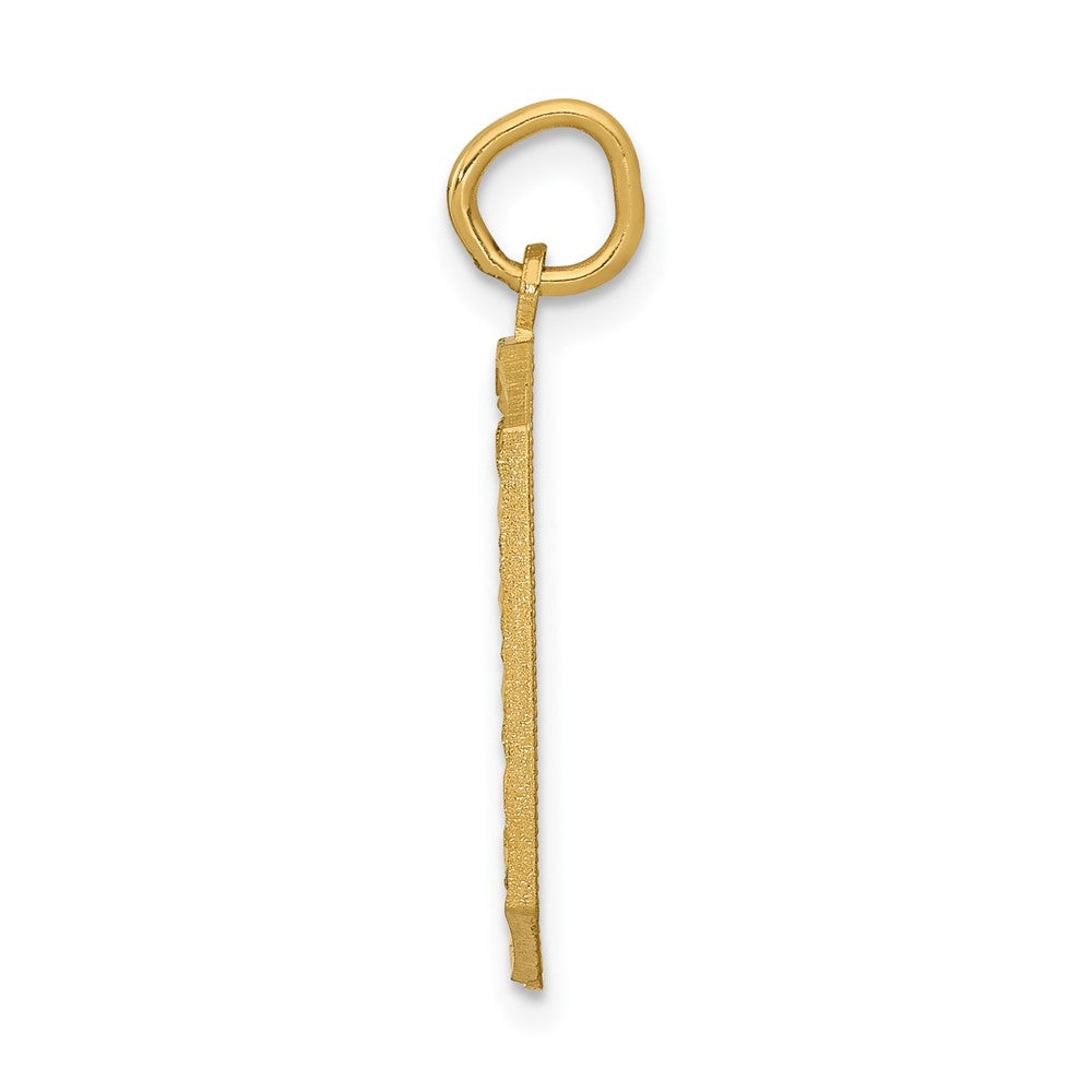 10k Large Brushed Diamond-cut Number 0 Charm
