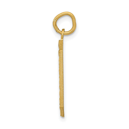 10k Large Brushed Diamond-cut Number 0 Charm