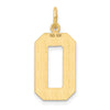10k Large Brushed Diamond-cut Number 0 Charm