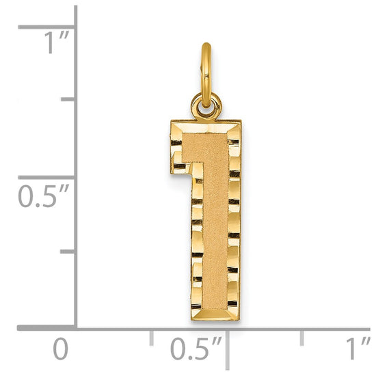 10ky Casted Large Diamond Cut Number 1 Charm
