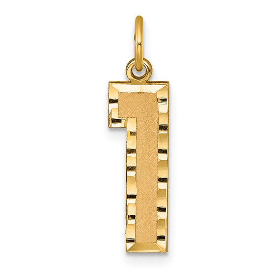 10ky Casted Large Diamond Cut Number 1 Charm