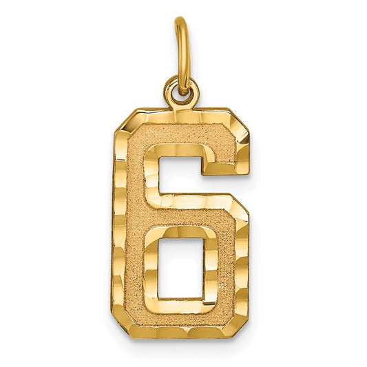 10ky Casted Large Diamond Cut Number 6 Charm