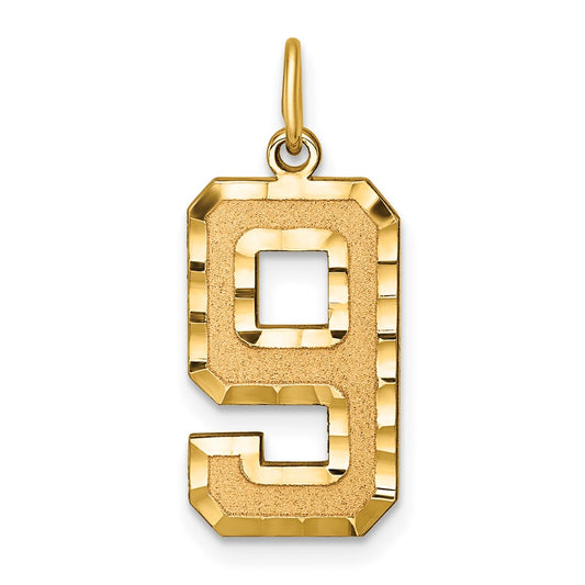 10ky Casted Large Diamond Cut Number 9 Charm