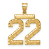 10k Large Brushed Diamond-cut Number 22 Charm