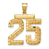 10k Large Brushed Diamond-cut Number 25 Charm