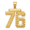 10k Large Brushed Diamond-cut Number 76 Charm