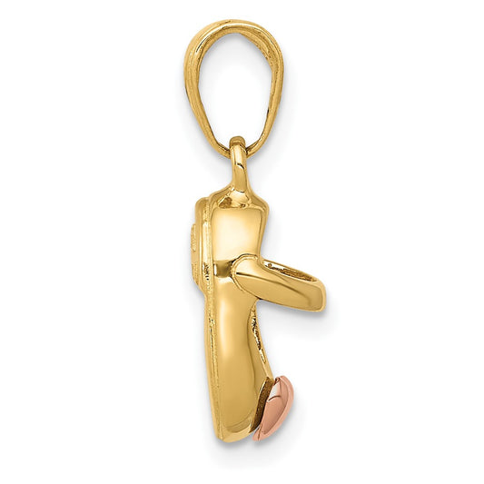 10k 3-D Two-tone Baby Shoe Charm