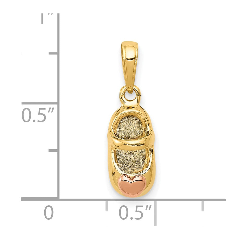 Gold 3D Two-tone Baby Shoe Charm