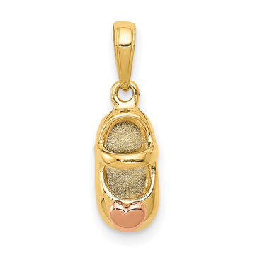 10k 3-D Two-tone Baby Shoe Charm