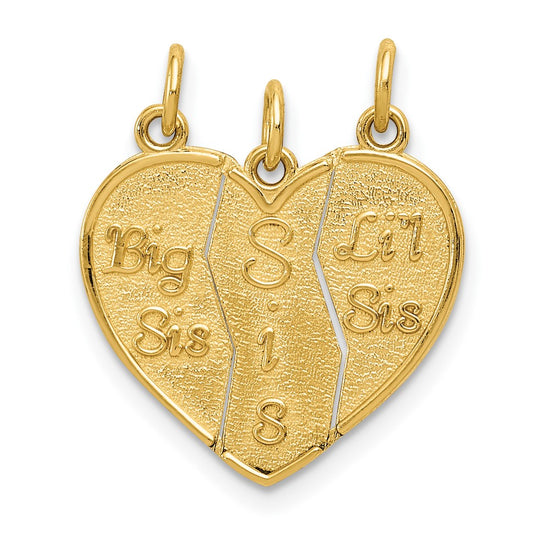 10k BIG SIS / SIS / LIL SIS 3-piece Break-apart Charm