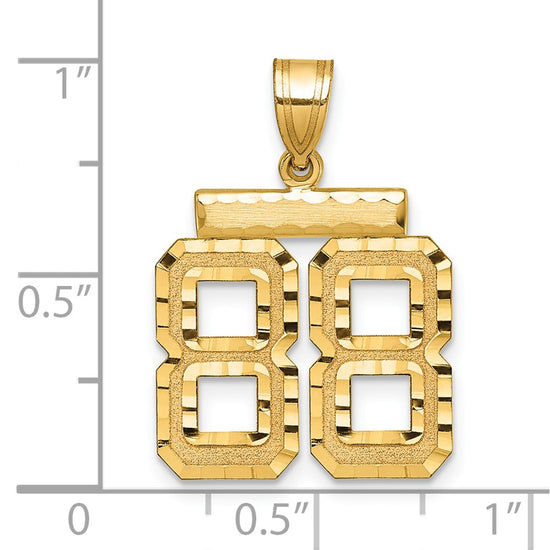 10k Medium Diamond-cut Number 88 Charm