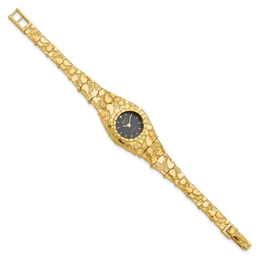 10k 22mm Black Dial 7 inch Nugget Watch