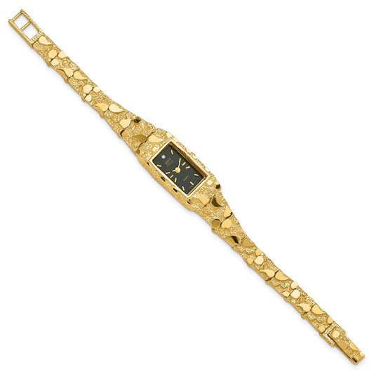 10k 15x31mm Black Dial Rectangular Face 7 inch Nugget Watch