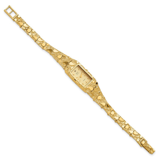 10k 15x31mm Champagne Dial Rectangular Face 7 inch Nugget Watch